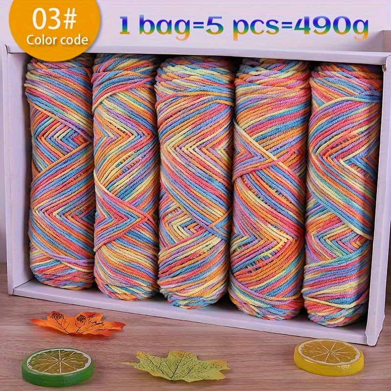 JIUWEIDIAOWANG Multicolor Gradient Yarn Craft Kit 5pcs Pack