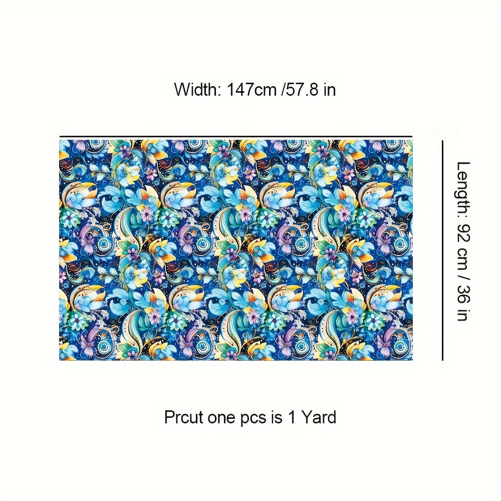Retro Bohemian Paisley Print Fabric Polyester Cotton Blend