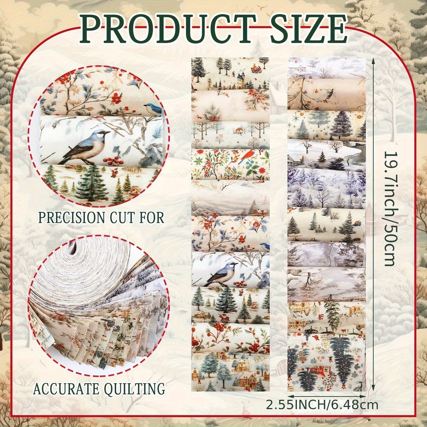 Winter Snow Scene Patchwork Roll For Quilts And Decor