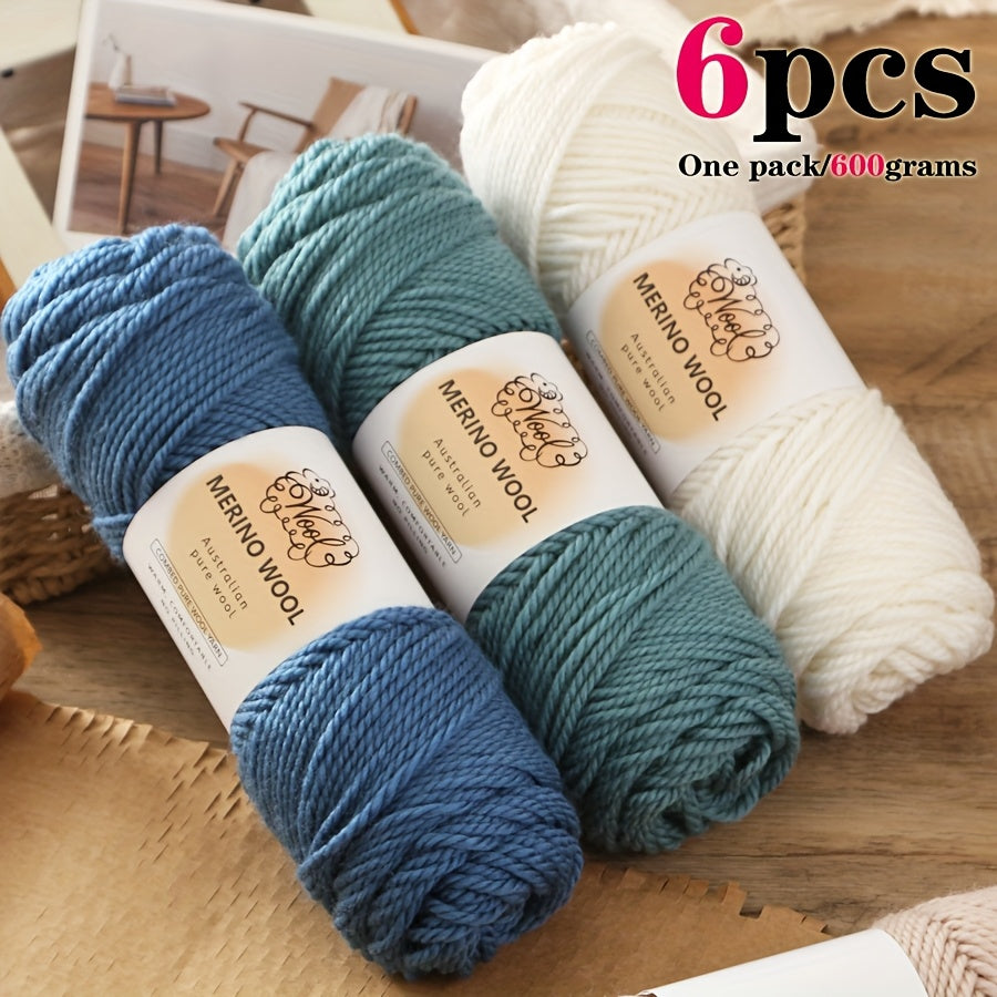 Merino Wool Roving Six Skeins Pack For Knitting And Crochet