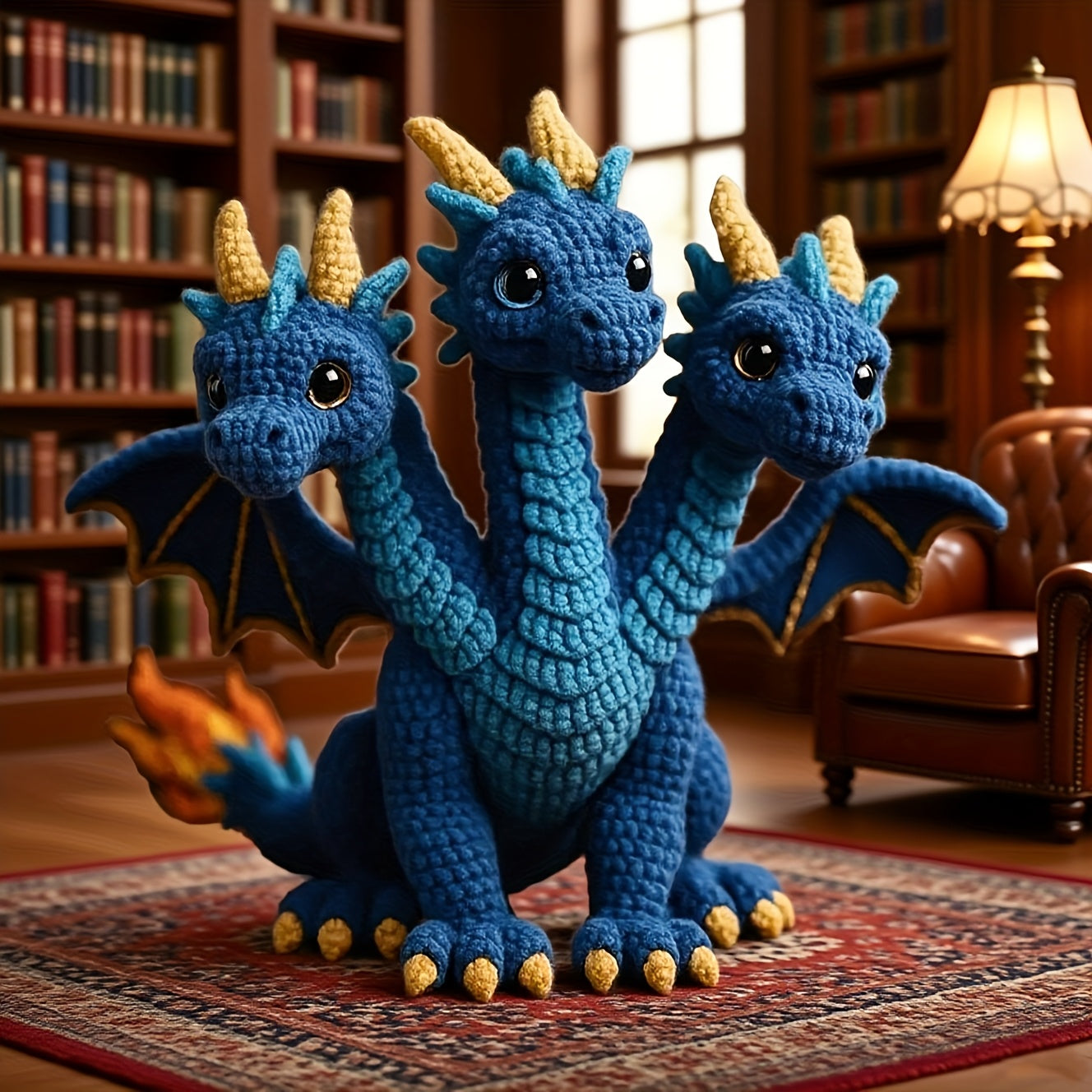 Three Headed Flying Dragon Amigurumi Crochet Kit Beginners