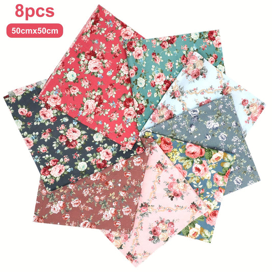 LINKSTYLE 8pc Printed Patchwork Fabric Bundle For Quilting