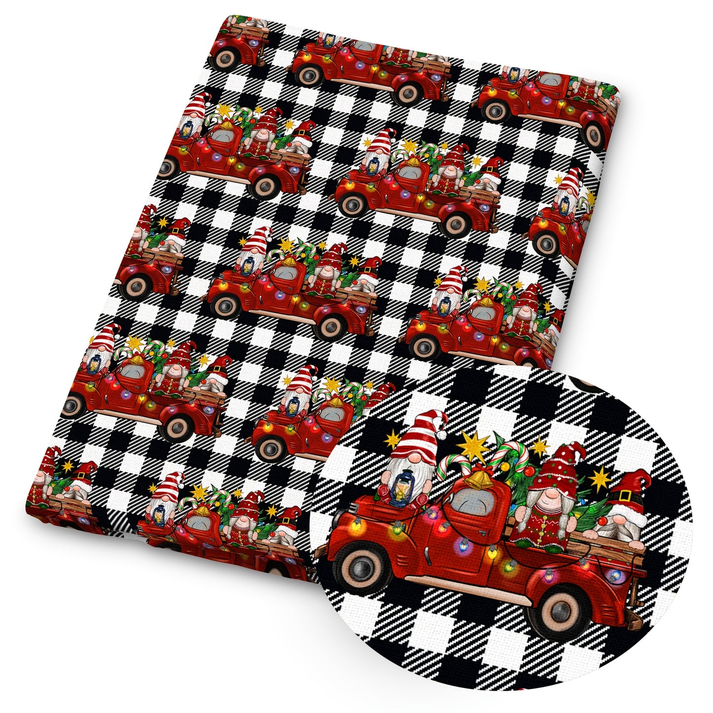 Polyester Fabric Sheet Precut Plaid Snowflakes Deer Truck