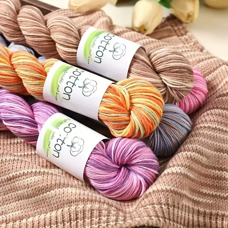 Hand Dyed 4 Strand Cotton Yarn Set Multicolor Craft