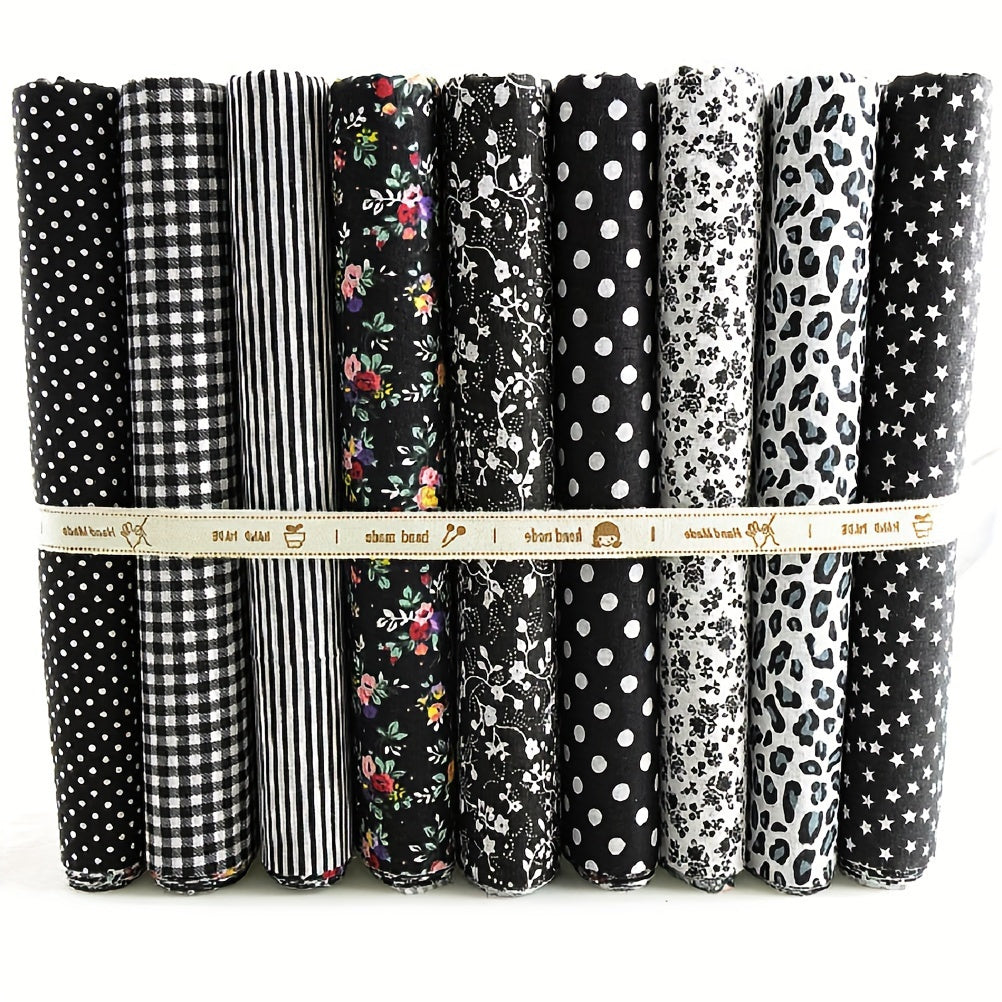 Floral Fabric Swatch Set 9 Pieces For Sewing And Crafting