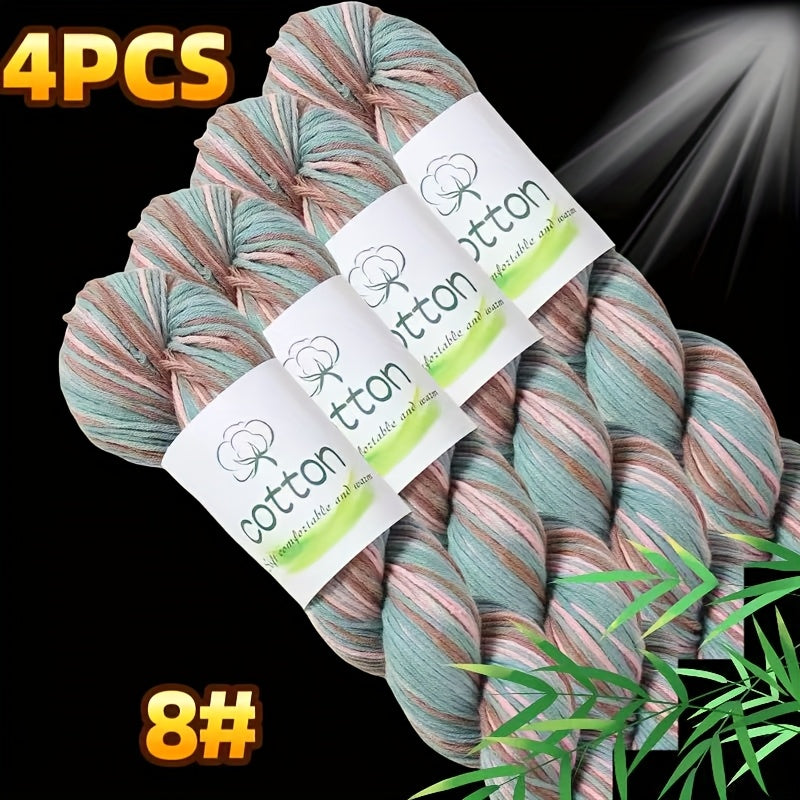 Hand Dyed 4 Strand Cotton Yarn Set Multicolor Craft