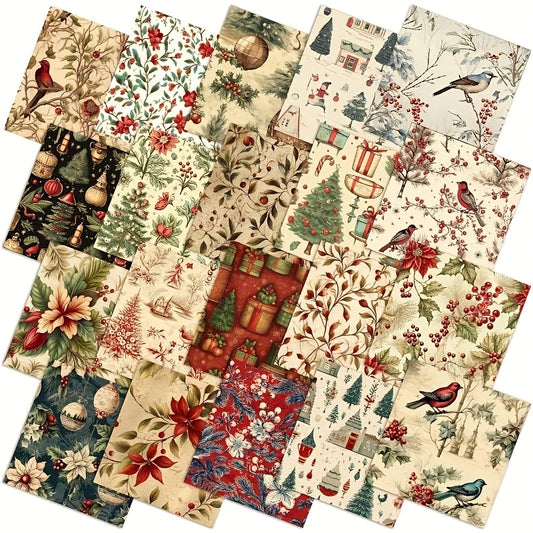 Vintage Christmas Fabric Squares 50 Count Precut Quilting