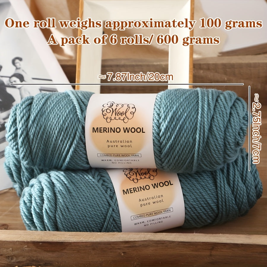 Merino Wool Roving Six Skeins Pack For Knitting And Crochet