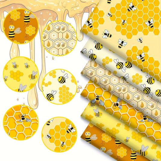 Polyester Patchwork Bees Pattern Bag Making Fabric Squares
