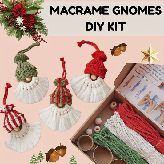 Macrame Gnome Christmas Ornament Kit With Tutorial Video