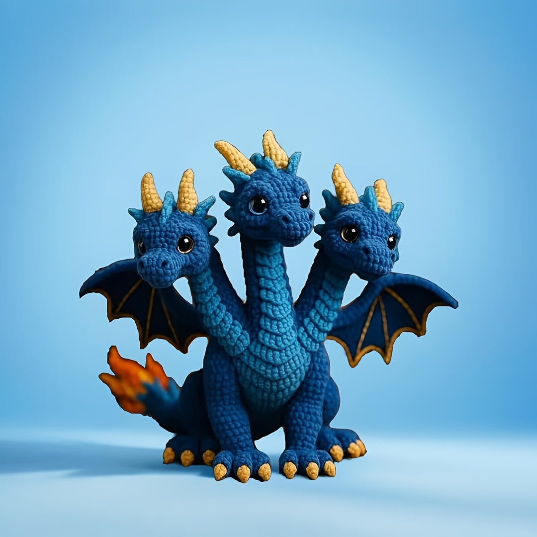 Three Headed Flying Dragon Amigurumi Crochet Kit Beginners