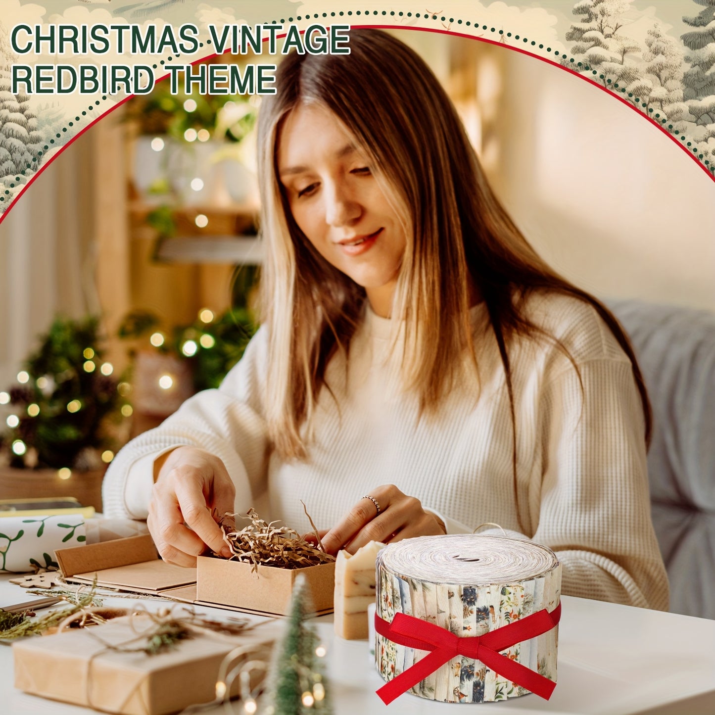 Winter Snow Scene Patchwork Roll For Quilts And Decor
