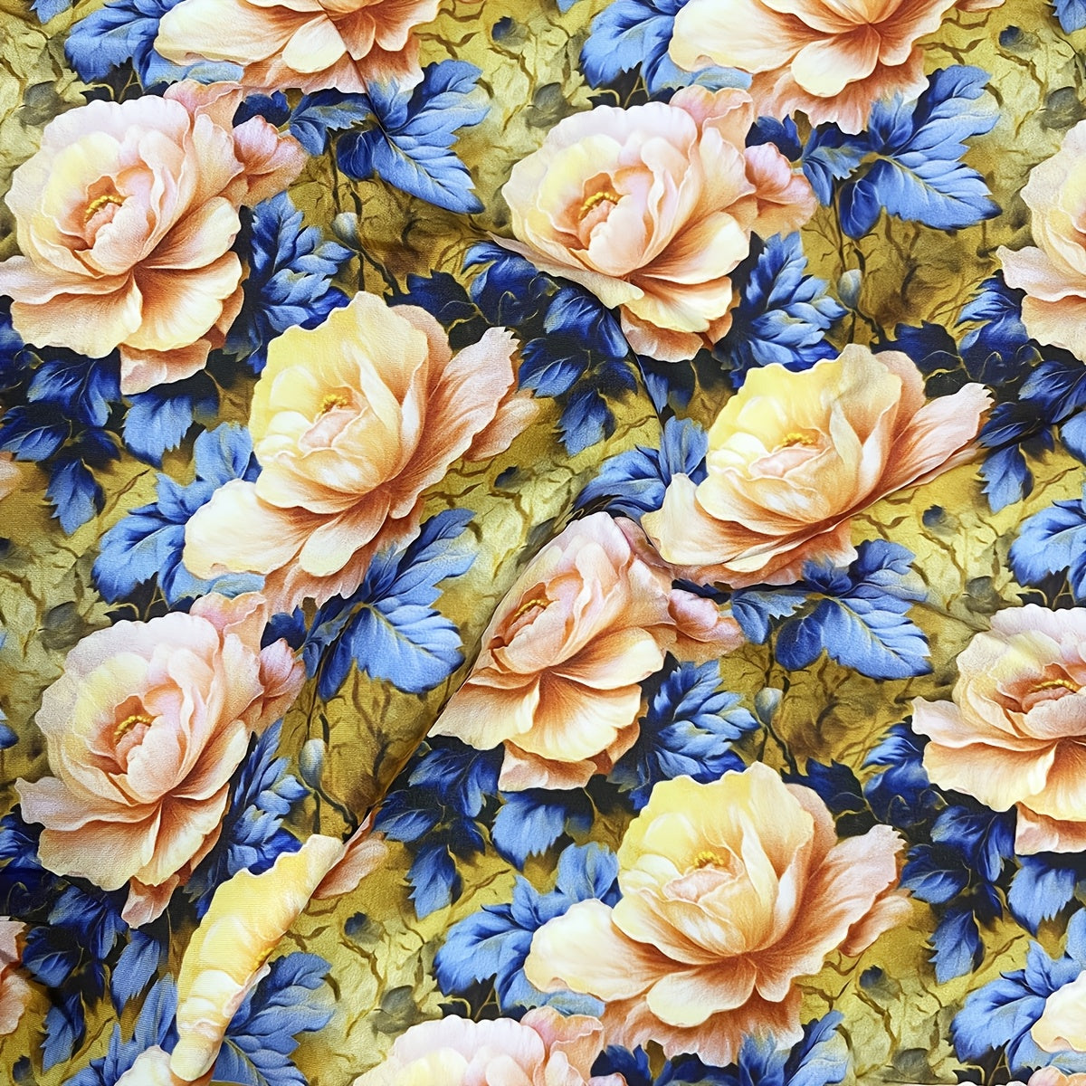 FONDDAY Peony Floral Fabric Soft Breathable Polyester Cotton