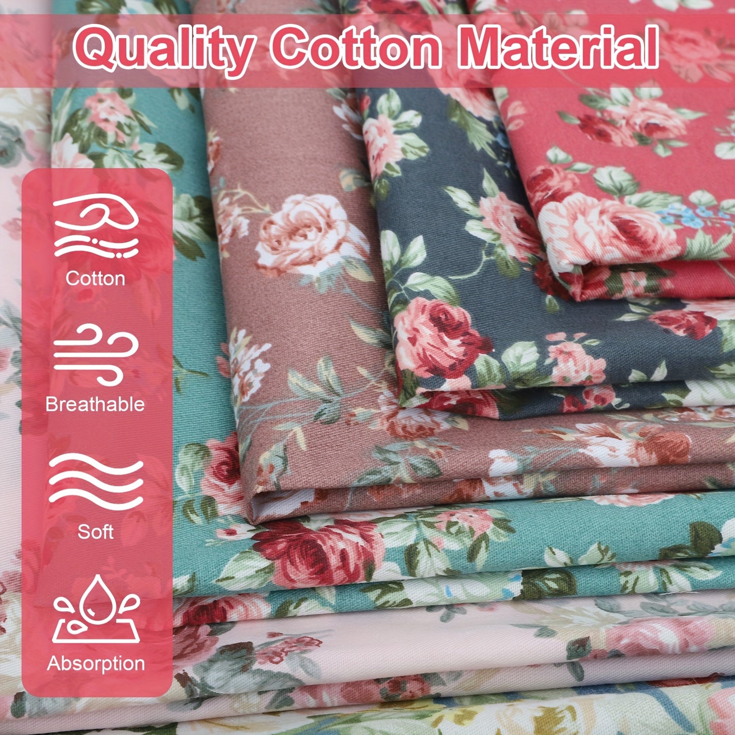 LINKSTYLE 8pc Printed Patchwork Fabric Bundle For Quilting