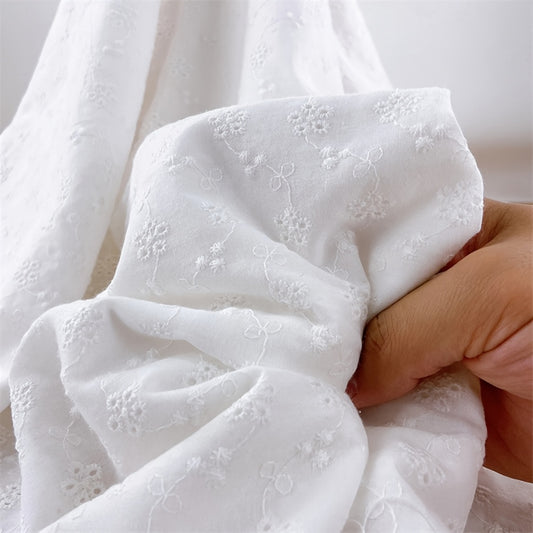 IDONGCAI Cotton Lace Fabric Embroidered Eyelet Floral Top