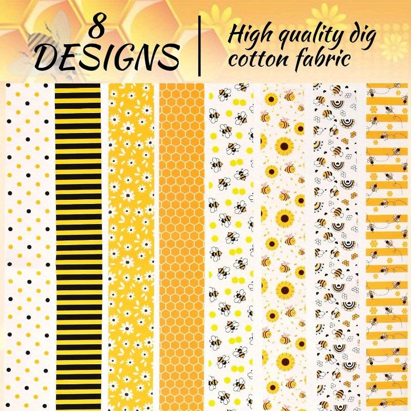 40Pcs Bee Series Quilted Patchwork Fabric DIY Projects