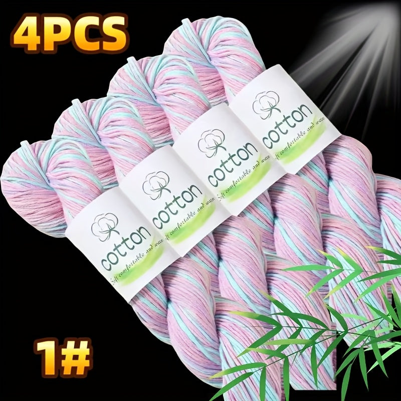 Hand Dyed 4 Strand Cotton Yarn Set Multicolor Craft