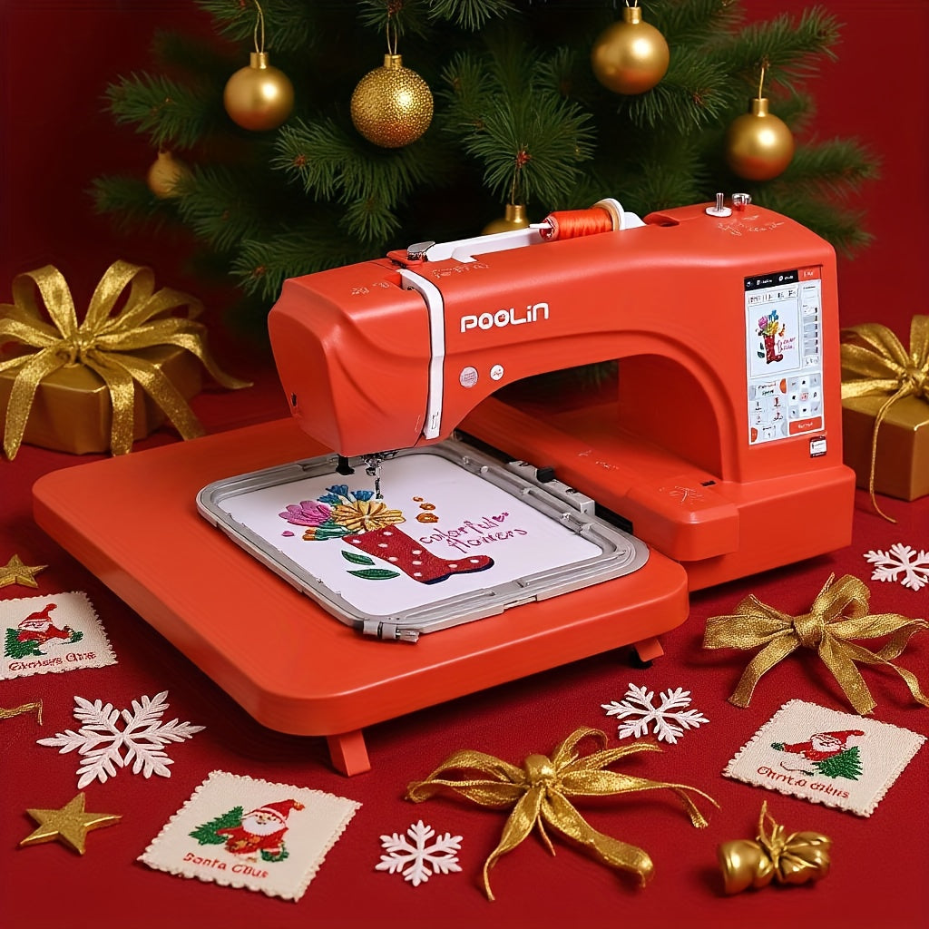POOLIN Computerized Embroidery Machine with LCD Touchscreen