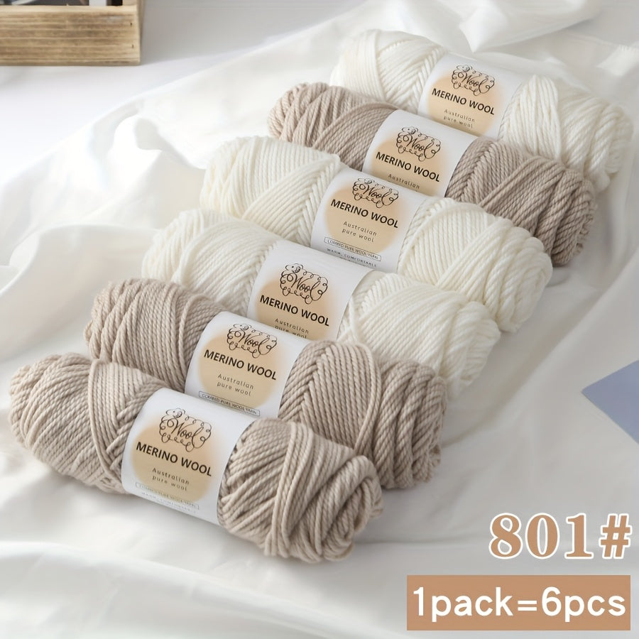 Merino Wool Roving Six Skeins Pack For Knitting And Crochet