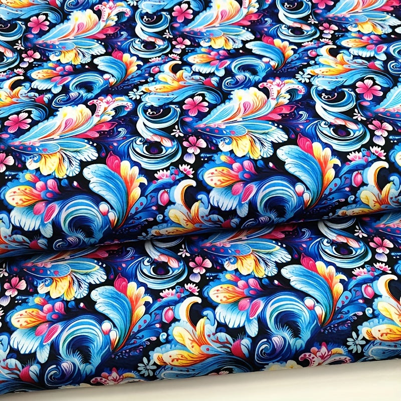 Retro Bohemian Paisley Print Fabric Polyester Cotton Blend