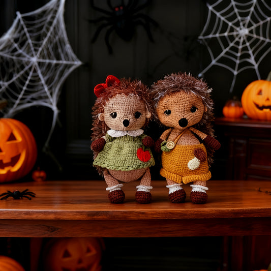 Two Hedgehog Couple Crochet Kit With Instructions And Yarn