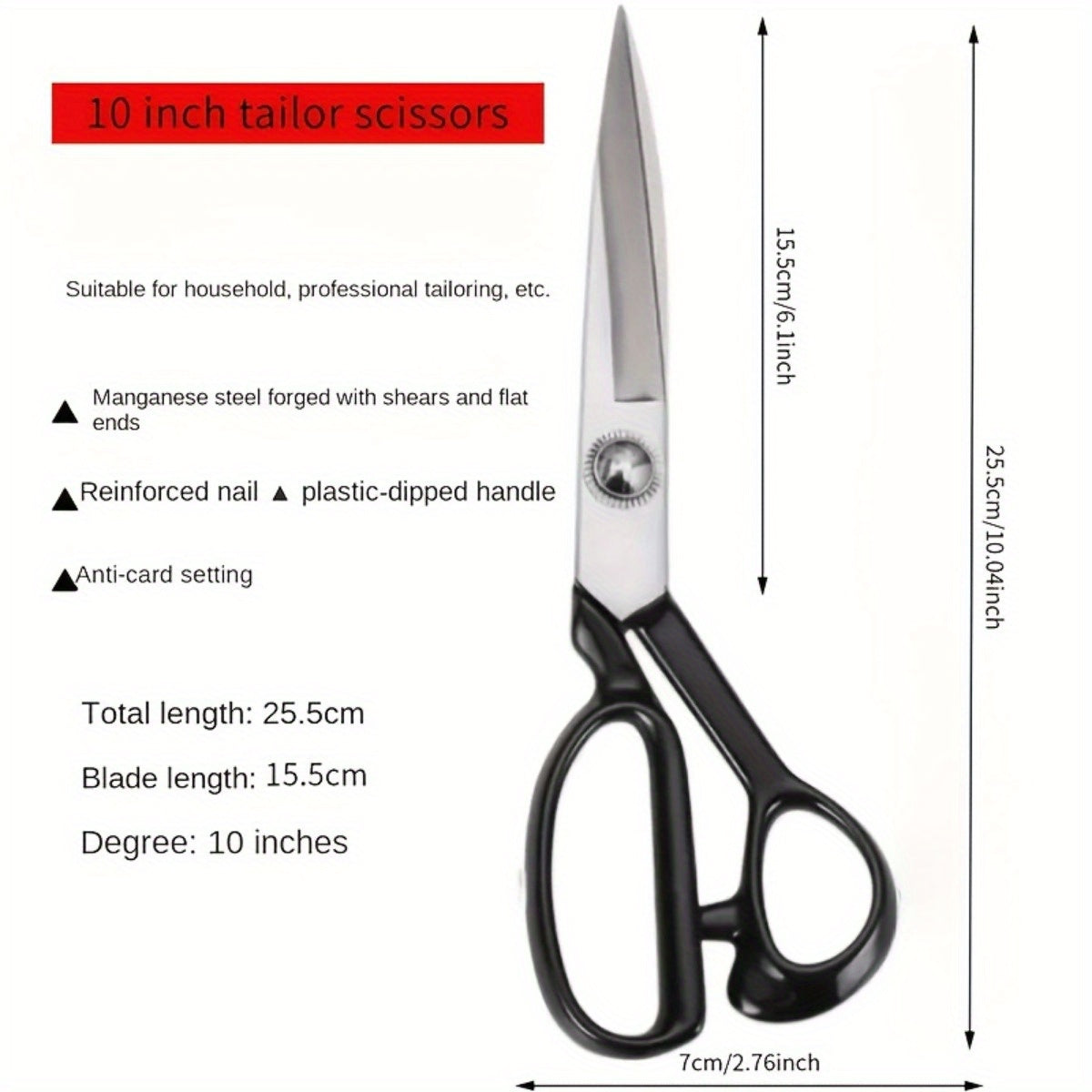 Fabric Scissors High Carbon Steel Ergonomic Handles