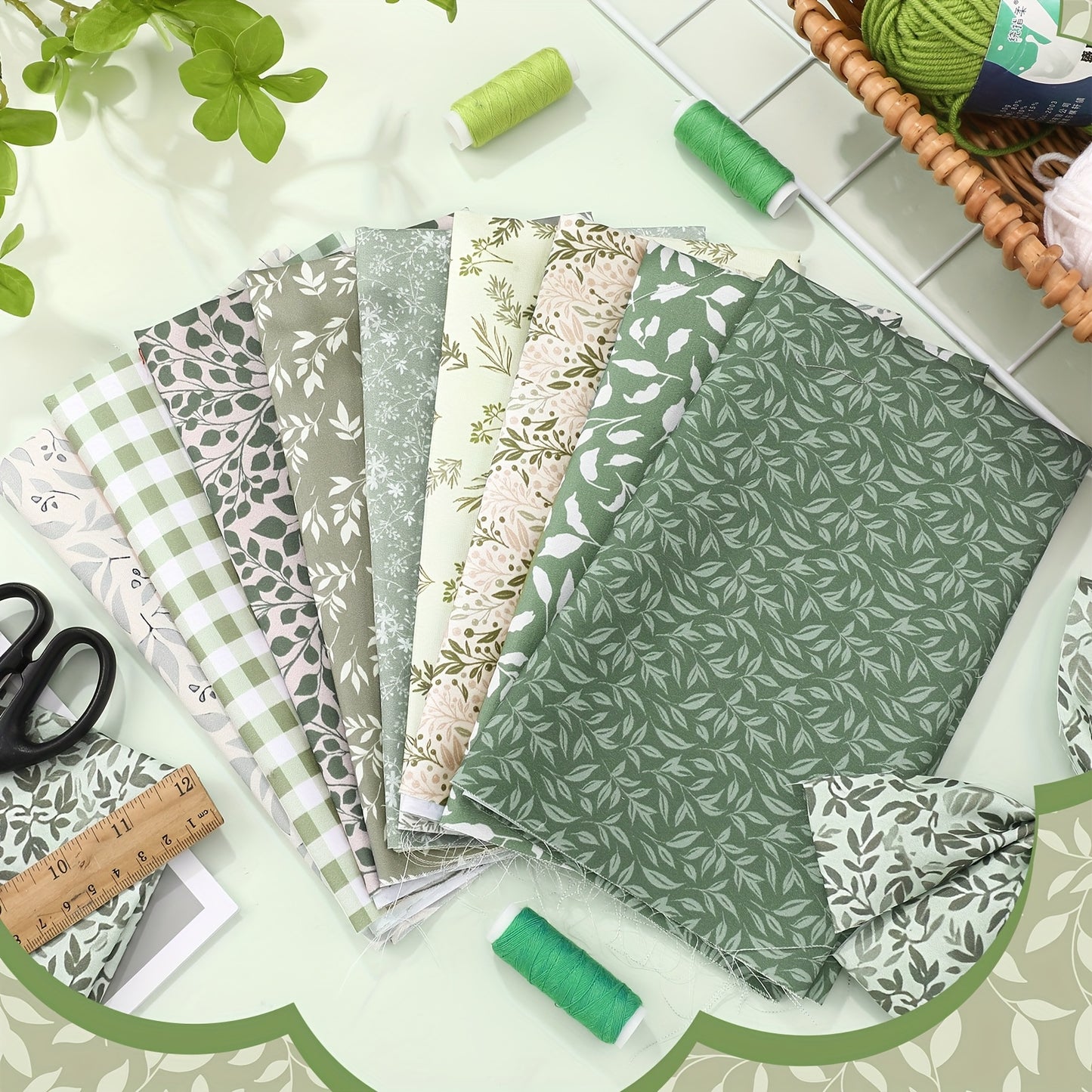 OUTUS Precut Quilting Fabric Geometric Leaf Pattern