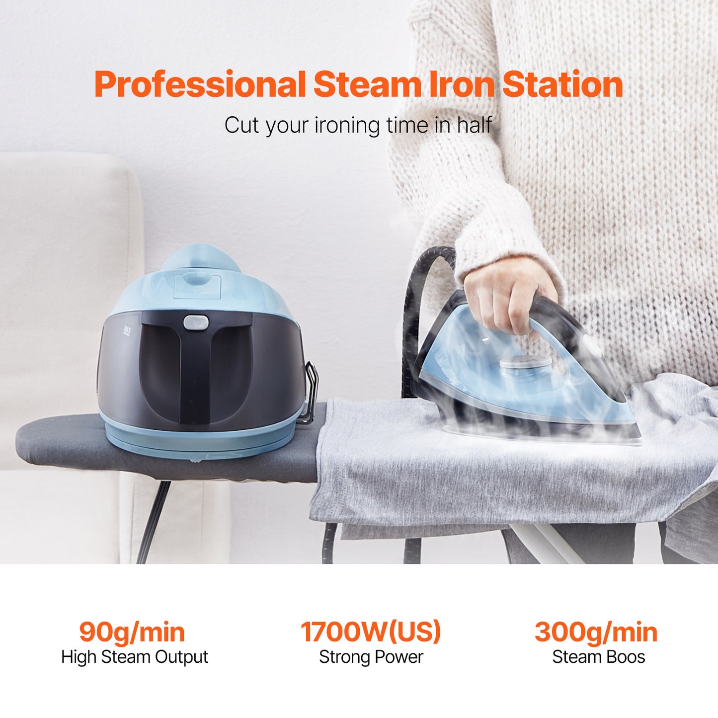 VEVOR Steam Station Iron 1700W With 1.8L Water Tank