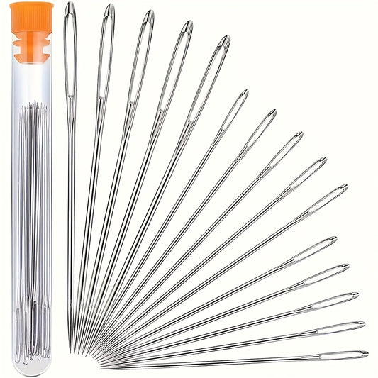Large Eye Sewing Needles Set With Storage Box 15 Pcs