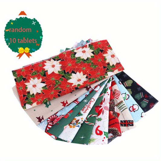 Christmas Squares 10 Pack Precut Fabric Scraps Poinsettias