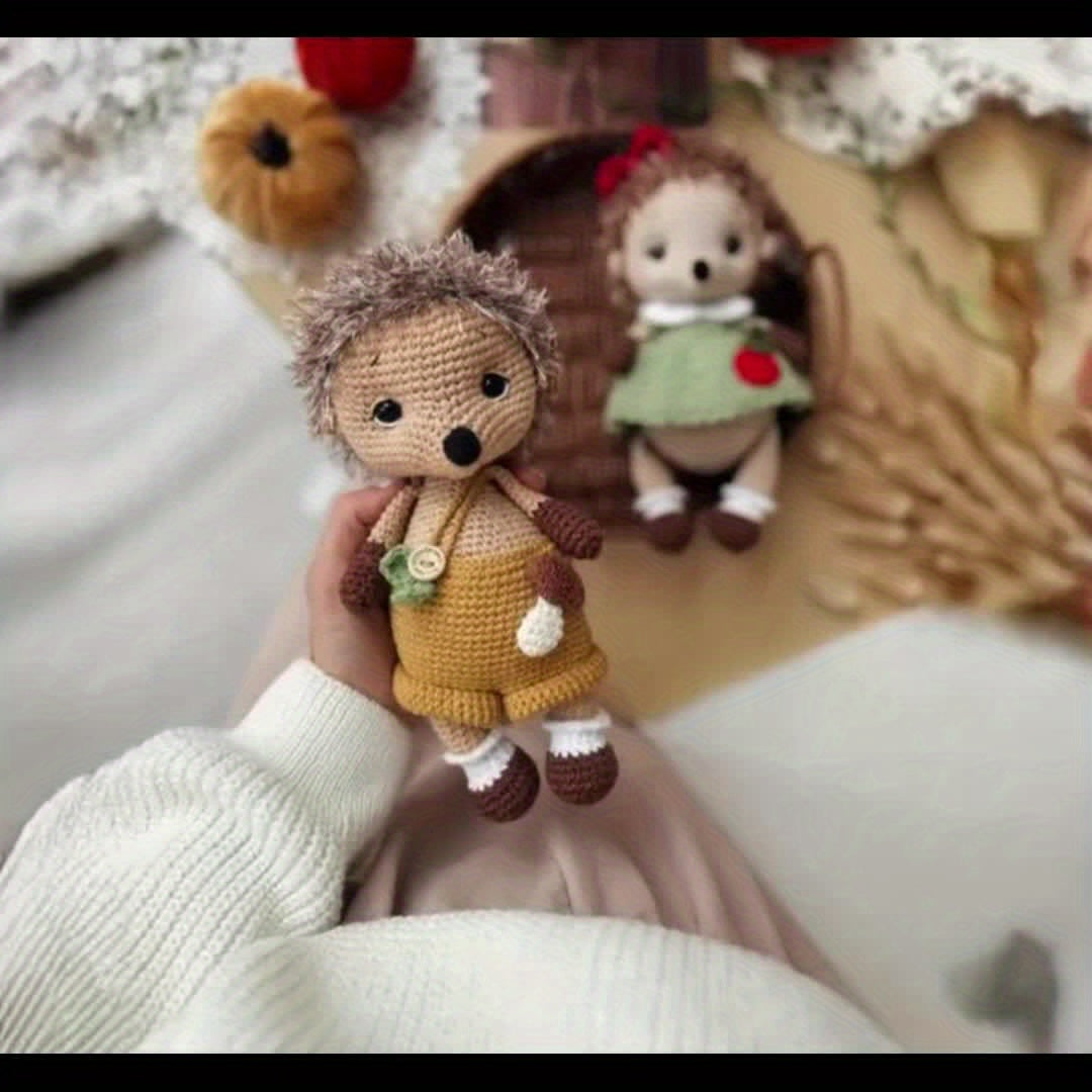 Two Hedgehog Couple Crochet Kit With Instructions And Yarn