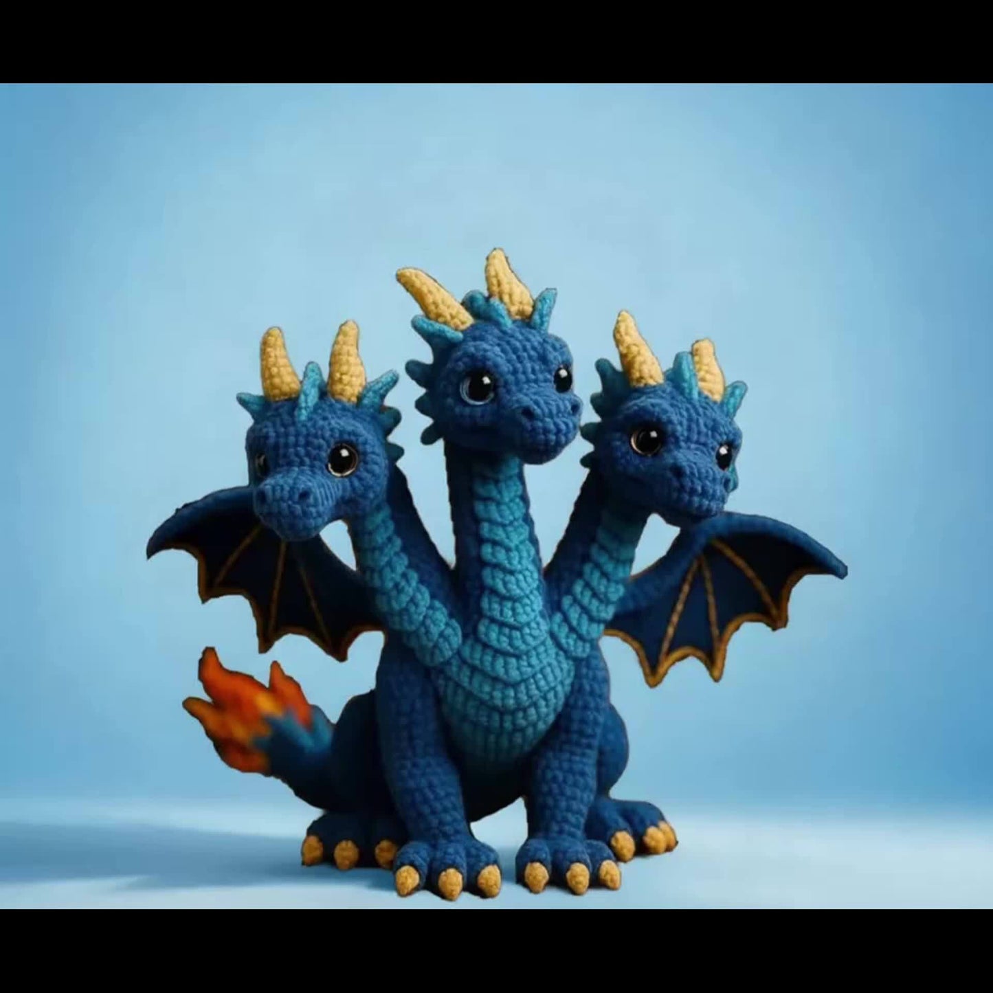 Three Headed Flying Dragon Amigurumi Crochet Kit Beginners