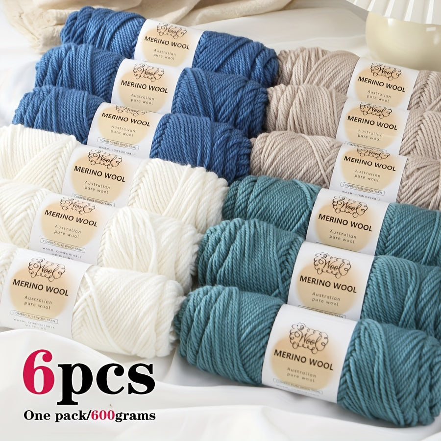 Merino Wool Roving Six Skeins Pack For Knitting And Crochet