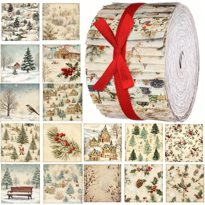 Winter Snow Scene Patchwork Roll For Quilts And Decor