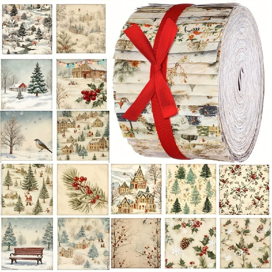 Winter Snow Scene Patchwork Roll For Quilts And Decor