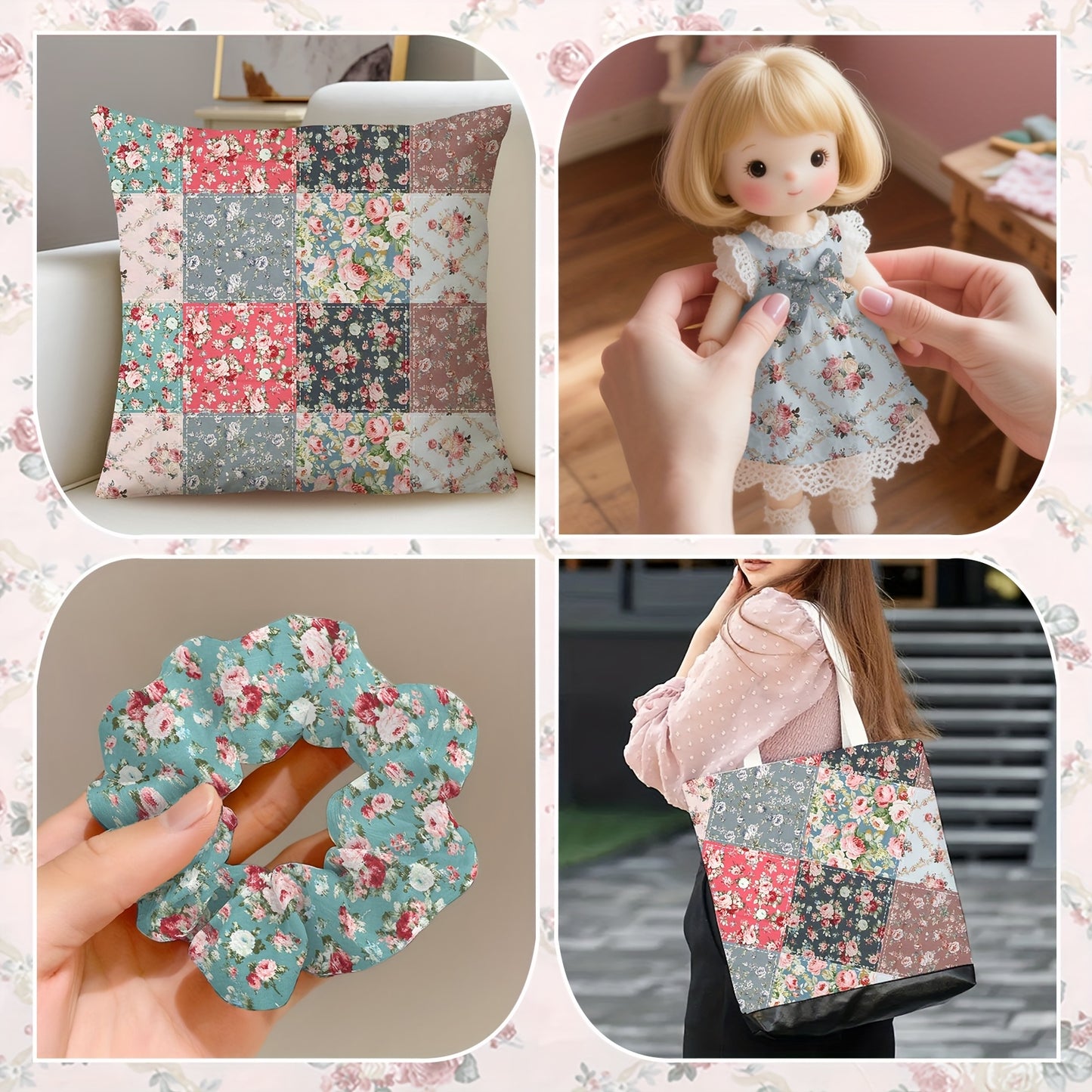 LINKSTYLE 8pc Printed Patchwork Fabric Bundle For Quilting