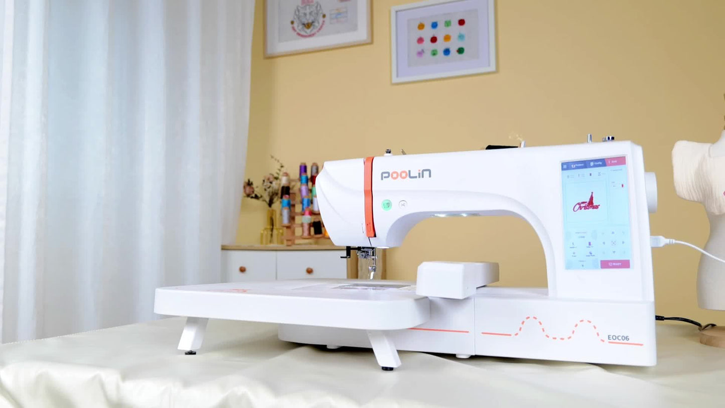 POOLIN Computerized Embroidery Machine with LCD Touchscreen