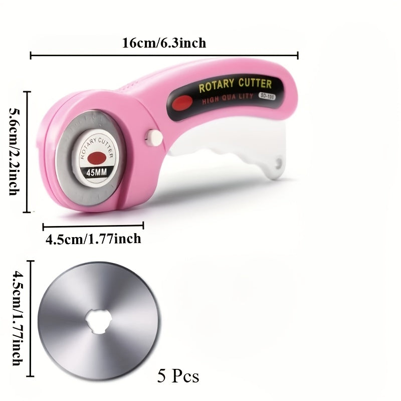 Rotary Cutter With Extra Blades For Fabric And Quilting