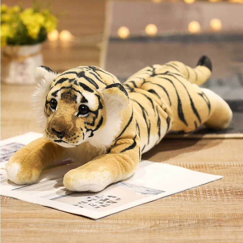Lifelike Soft Stuffed Animals Lying Tiger Plush Toys Simulation Catamount Little Lion Leopard Doll Cute Girl Gifts For Children