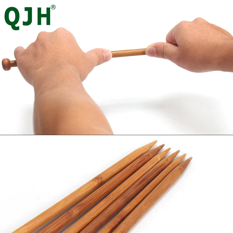 QJH brand New 36Pcs /Set 18sizes Carbonized Bamboo Knitting Needles Single Pointed Smooth Crochet tool sets 2.0mm-10.0mm 36cm