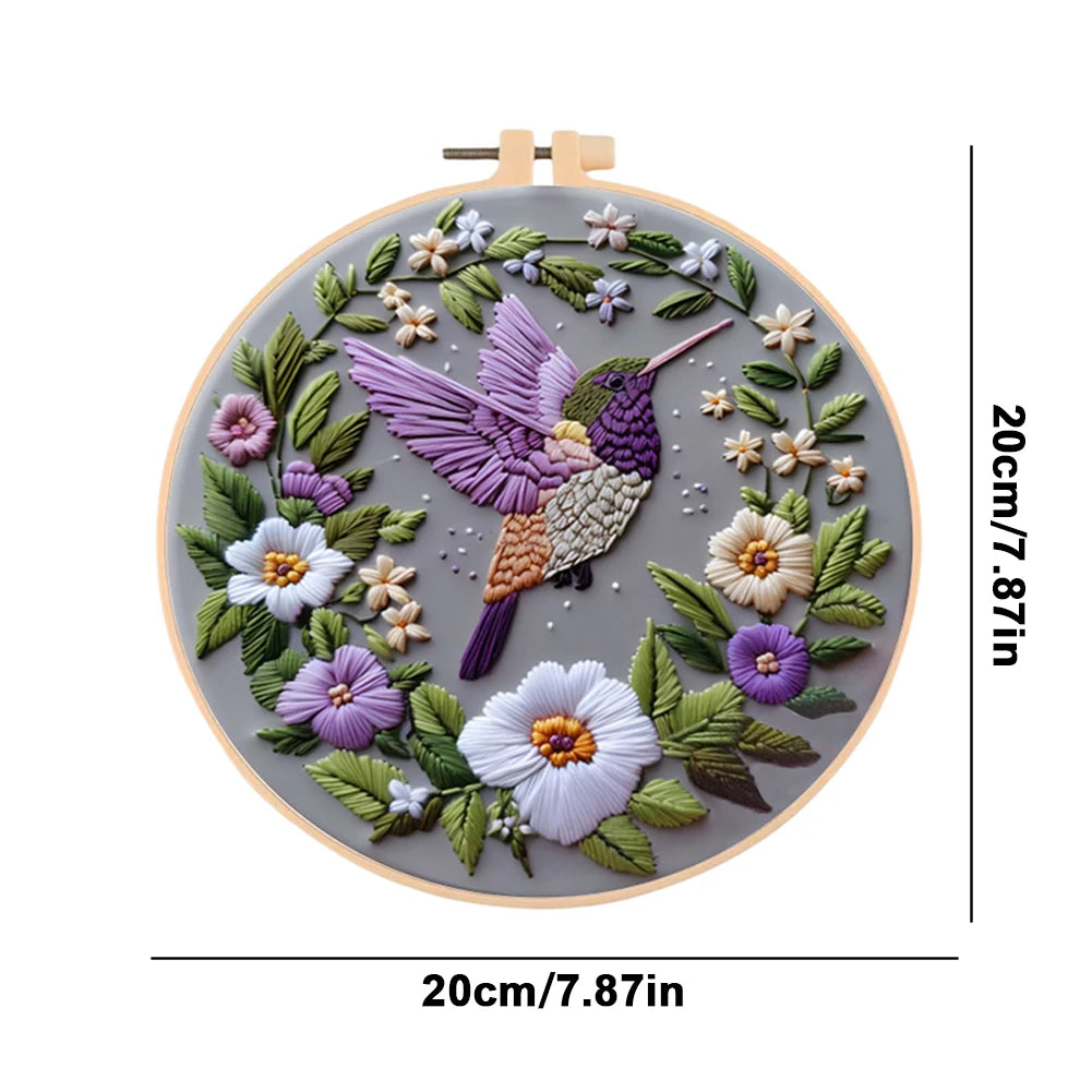 Alloet Embroidery Kit Cute Animal Pattern Cotton Threads