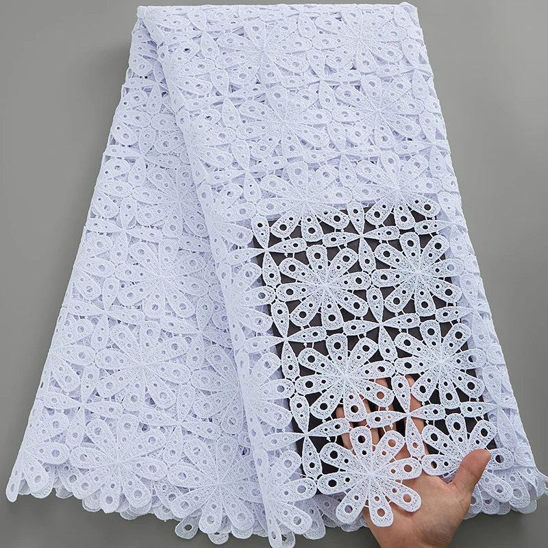 SJD Lace African Sequins Guipure Lace Fabric Water Soluble