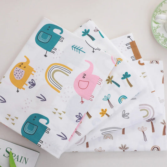 Syunss Cotton Fabric For Sewing Craft Elephant Tree Print