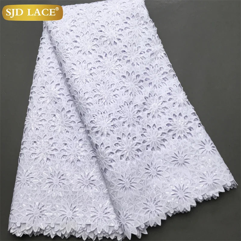 SJD Lace African Sequins Guipure Lace Fabric Water Soluble