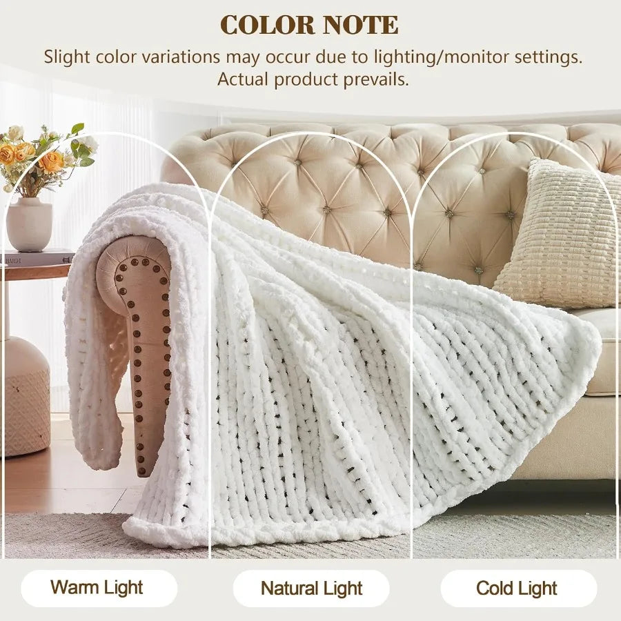CN Guangdong Chunky Knit Throw Blanket Soft Chenille