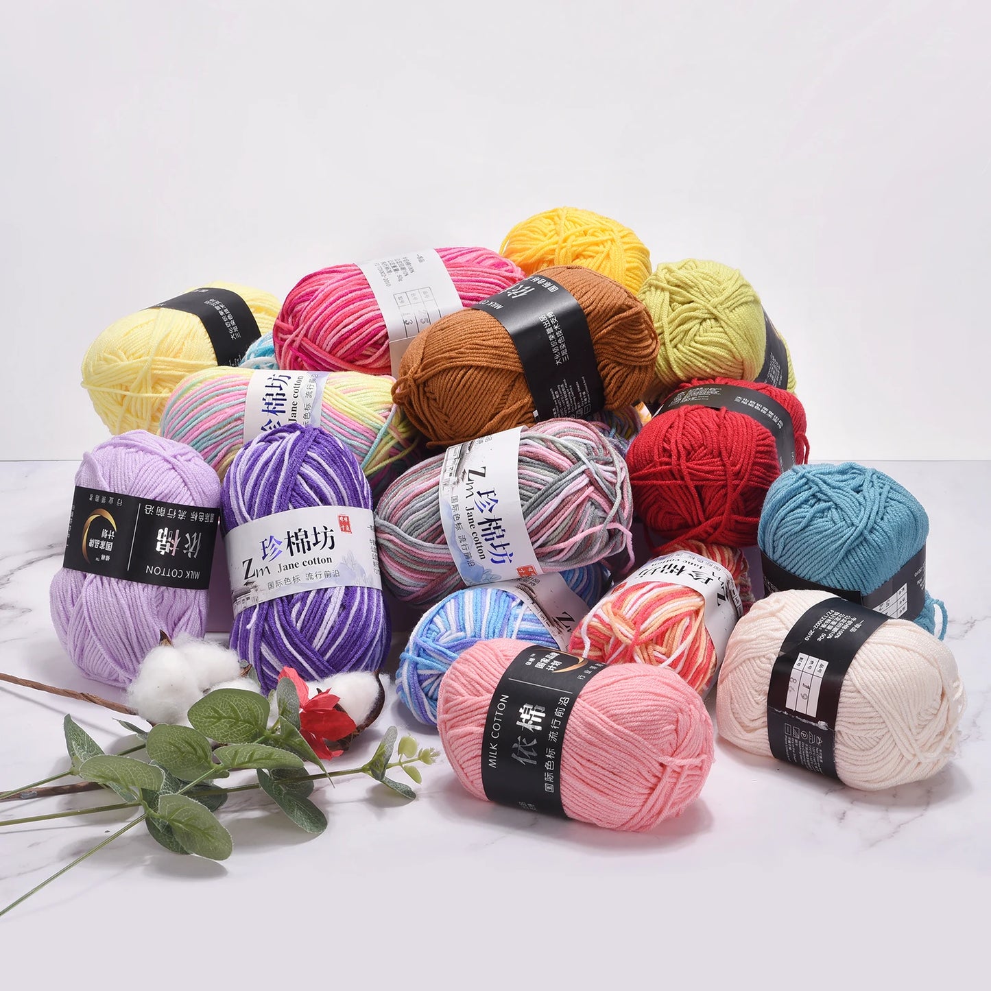 UXCELLCN Cotton Blend Yarn Five Pack For Crochet Projects