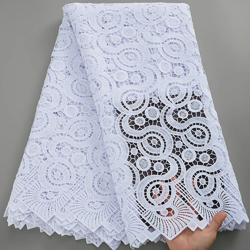 SJD Lace African Sequins Guipure Lace Fabric Water Soluble