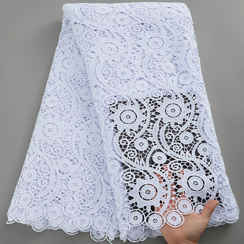 SJD Lace African Sequins Guipure Lace Fabric Water Soluble