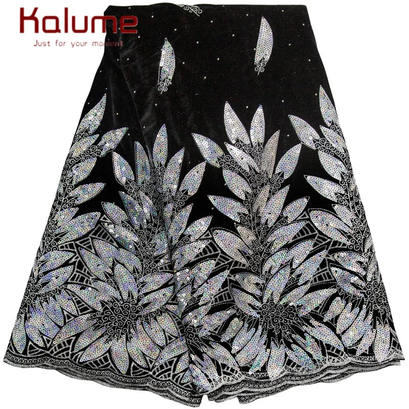 Kalume African Tulle Lace Fabric Sequins For Party Sewing