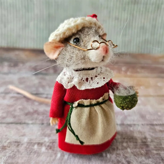 PotdemielCN Cute Plush Needle Felted Mouse Toys Handmade